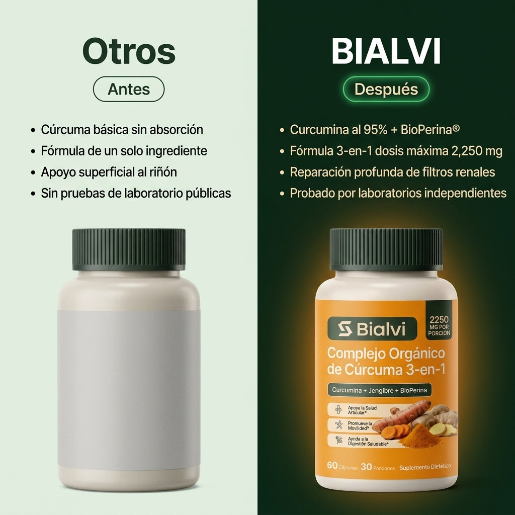 Complejo Renal de Cúrcuma 3 en 1: Limpia tus Filtros y Calma la Urgencia