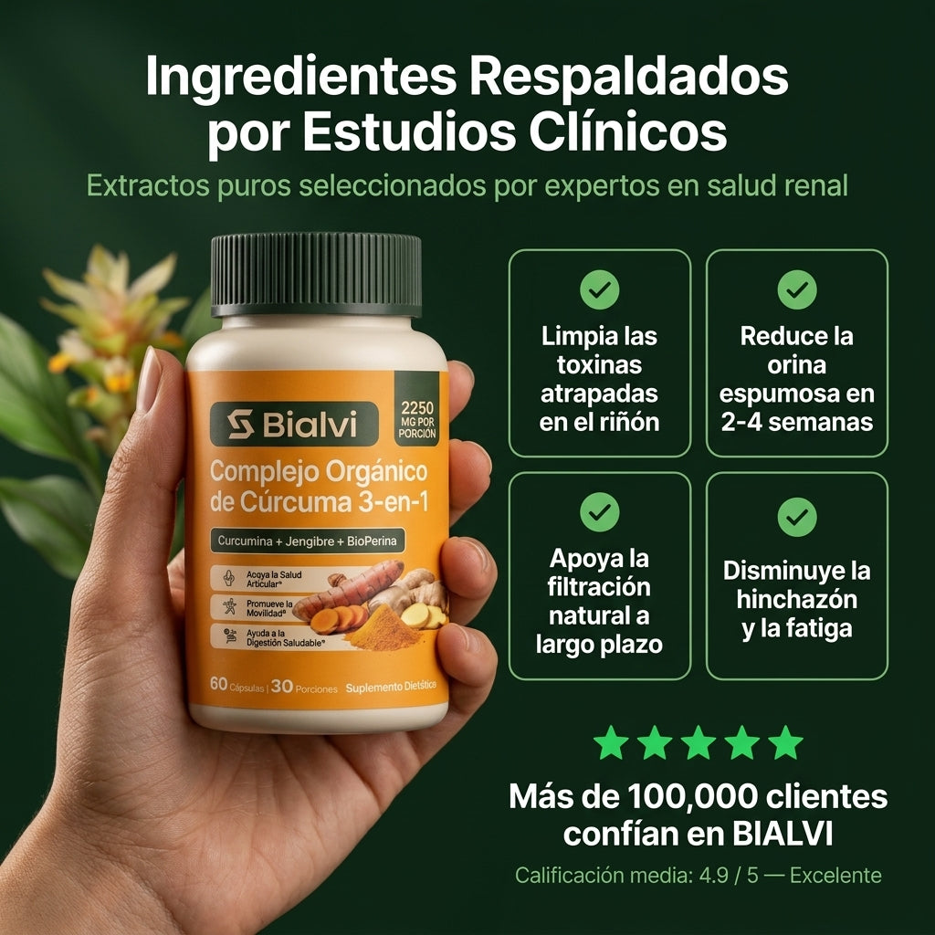 Complejo Renal de Cúrcuma 3 en 1: Limpia tus Filtros y Calma la Urgencia