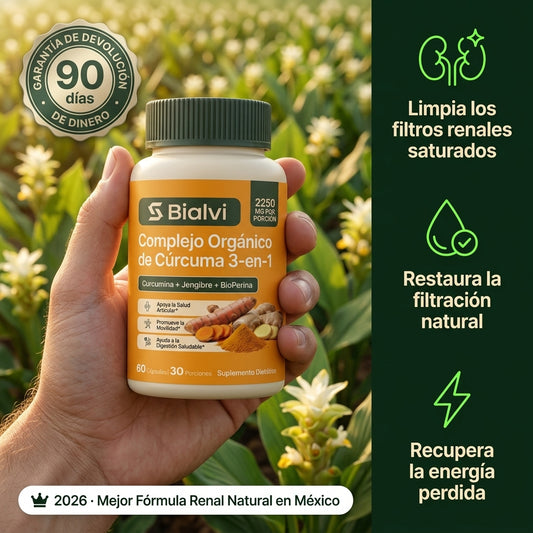 Complejo Renal de Cúrcuma 3 en 1: Limpia tus Filtros y Calma la Urgencia